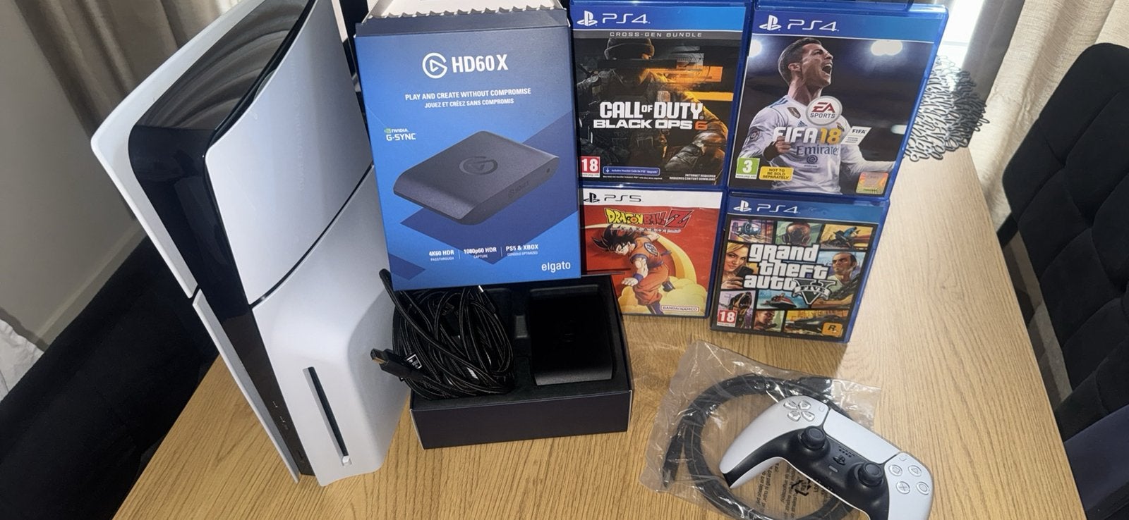 PS5 Slim 1TB Disc Edition + Elgato HD60X + Games Bundle, Spelcomputers en Games, Met games, Ophalen of Verzenden, Zo goed als nieuw