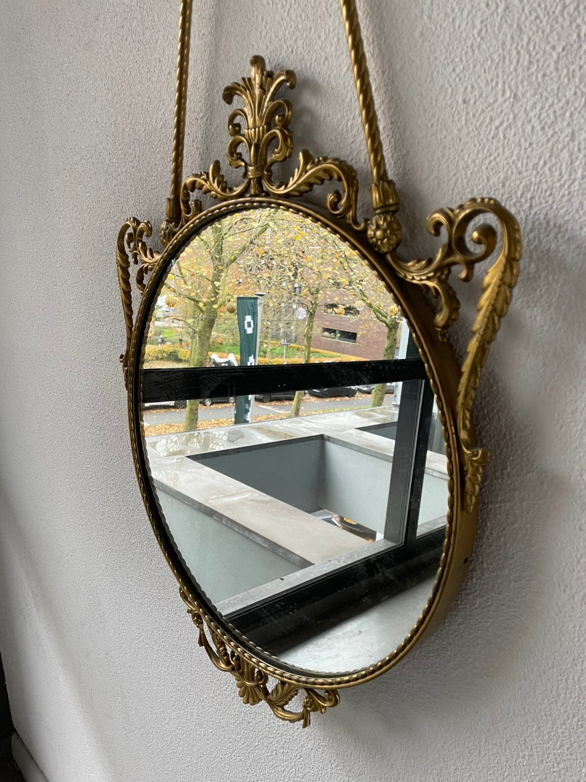 Mooie spiegel messing vintage jaren, Ophalen, Minder dan 50 cm, Gebruikt, .