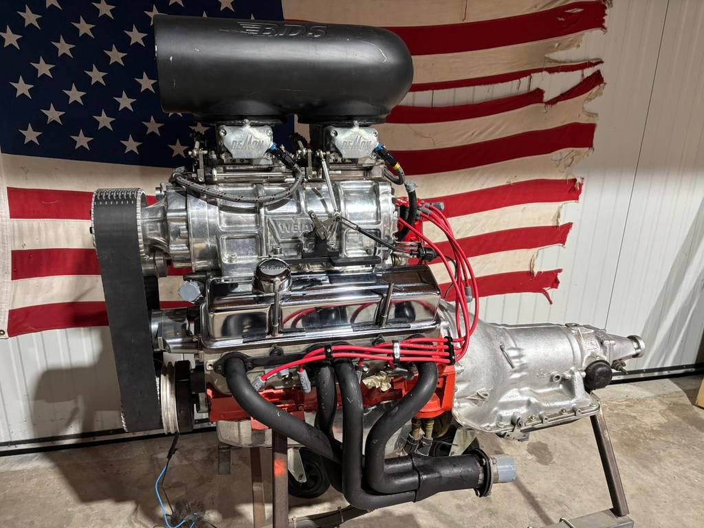 Chevy 383 stroker SBC GM blower motor 800PK met 350 bak, Ophalen, Zo goed als nieuw