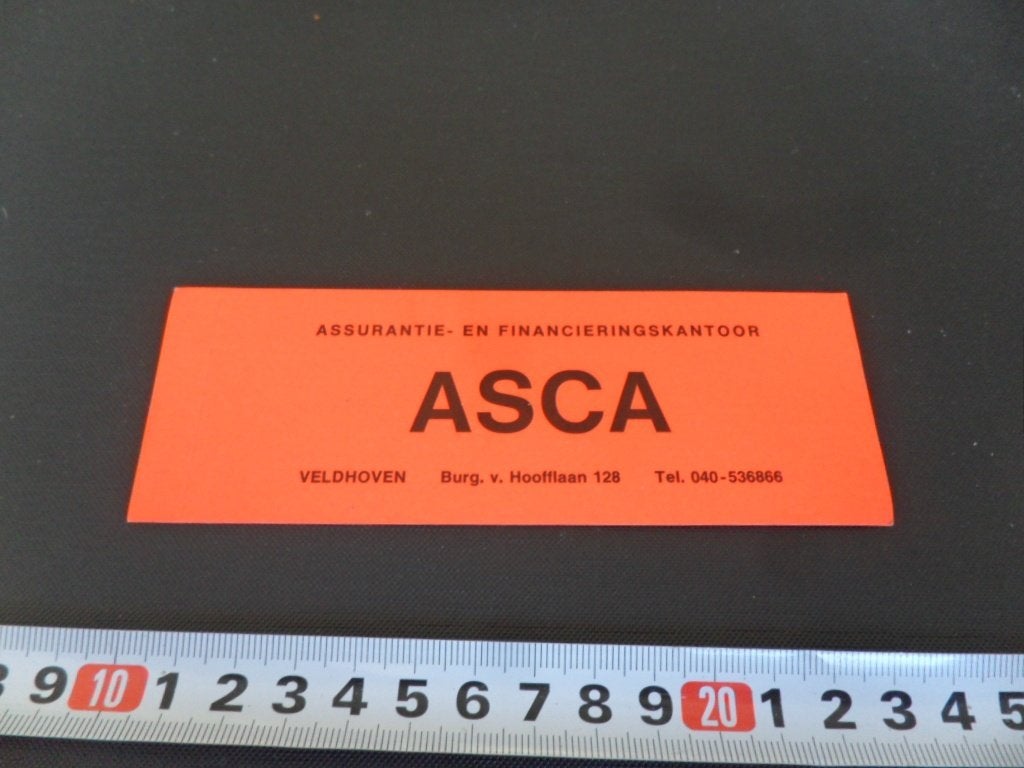 sticker veldhoven ASCA assurantie- en financieringskantoor, Ophalen, Zo goed als nieuw