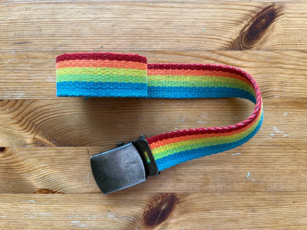 Broekriem regenboogkleuren pride regenboog rood geel blauw, Minder dan 3 cm, Overige kleuren, 90 tot 100 cm, Heupriem