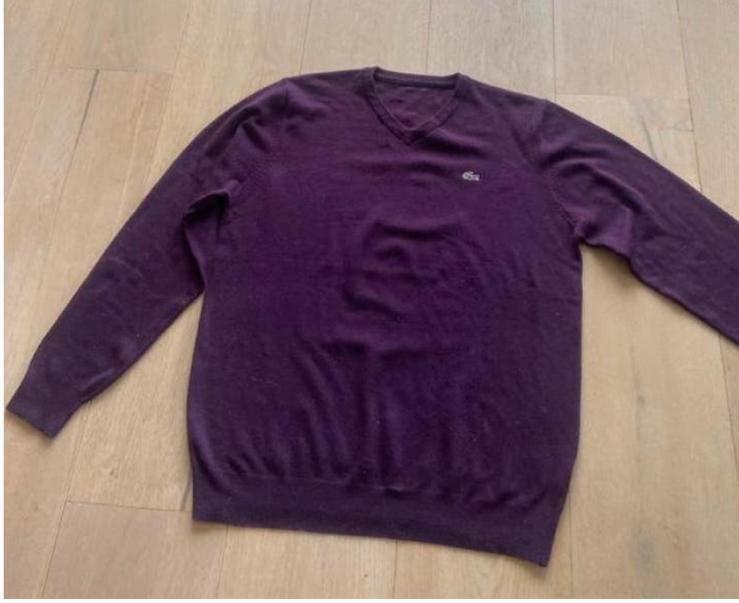 Lacoste trui L wol, Kleding | Heren, Truien en Vesten, Ophalen of Verzenden, Zo goed als nieuw, Maat 52/54 (L), Paars