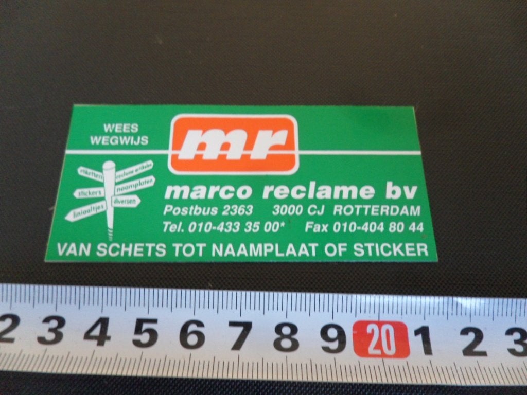 sticker Rotterdam Marco Reclame bv, Ophalen of Verzenden, Zo goed als nieuw