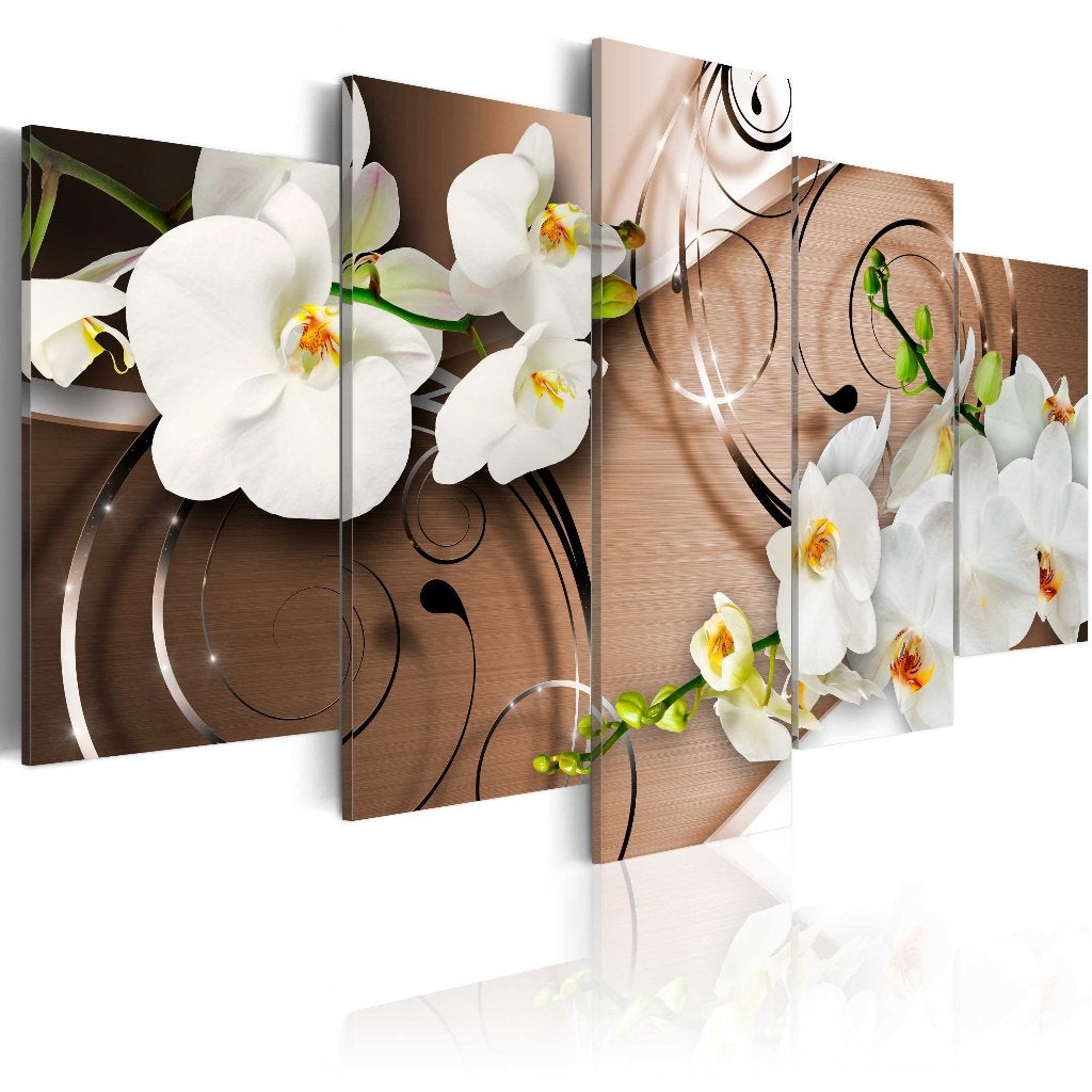 137 Modern Orchidee XXL 5 Luik Canvas Schilderij 200x100cm, Ophalen of Verzenden, Bloemen