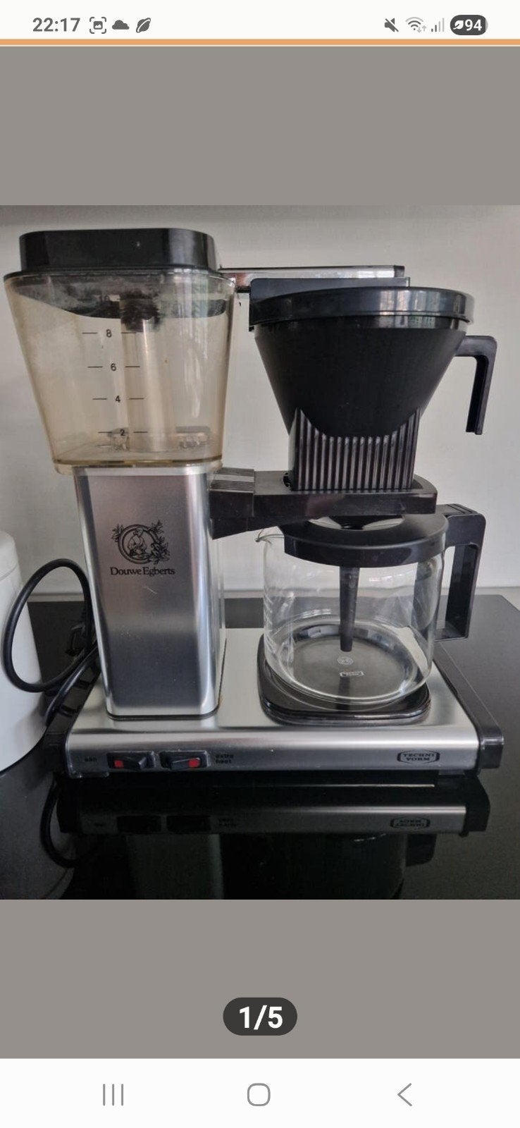 Douwe Egberts Koffiezetapparaat - Moccamaster Stijl, Witgoed en Apparatuur, Koffiezetapparaten, Ophalen, Afneembaar waterreservoir