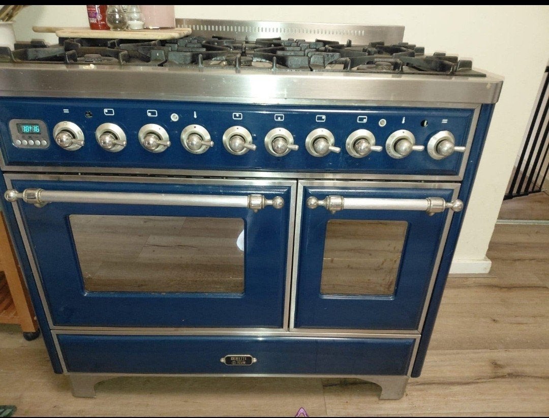 Boretti gasfornuis blauw, Ophalen, Gebruikt, 60 cm of meer, Gas