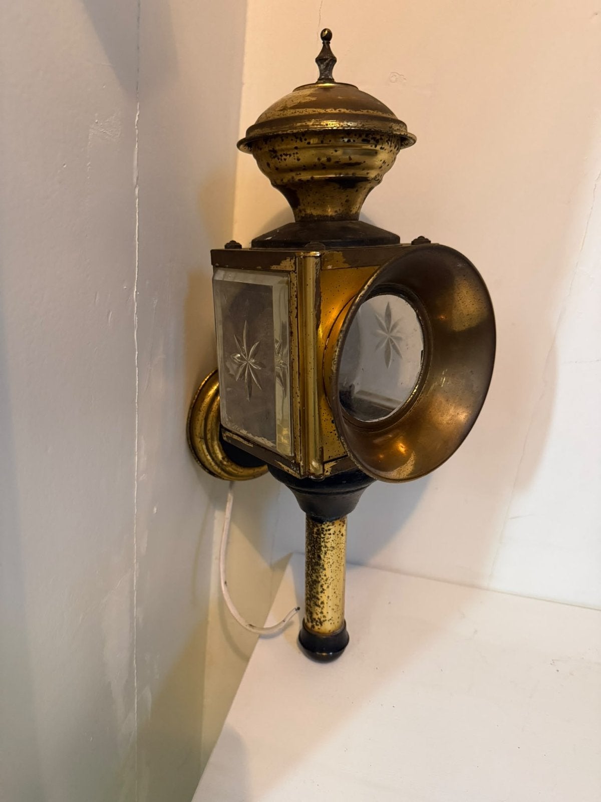 Antieke koperen koetslamp - Unieke wanddecoratie, Ophalen of Verzenden