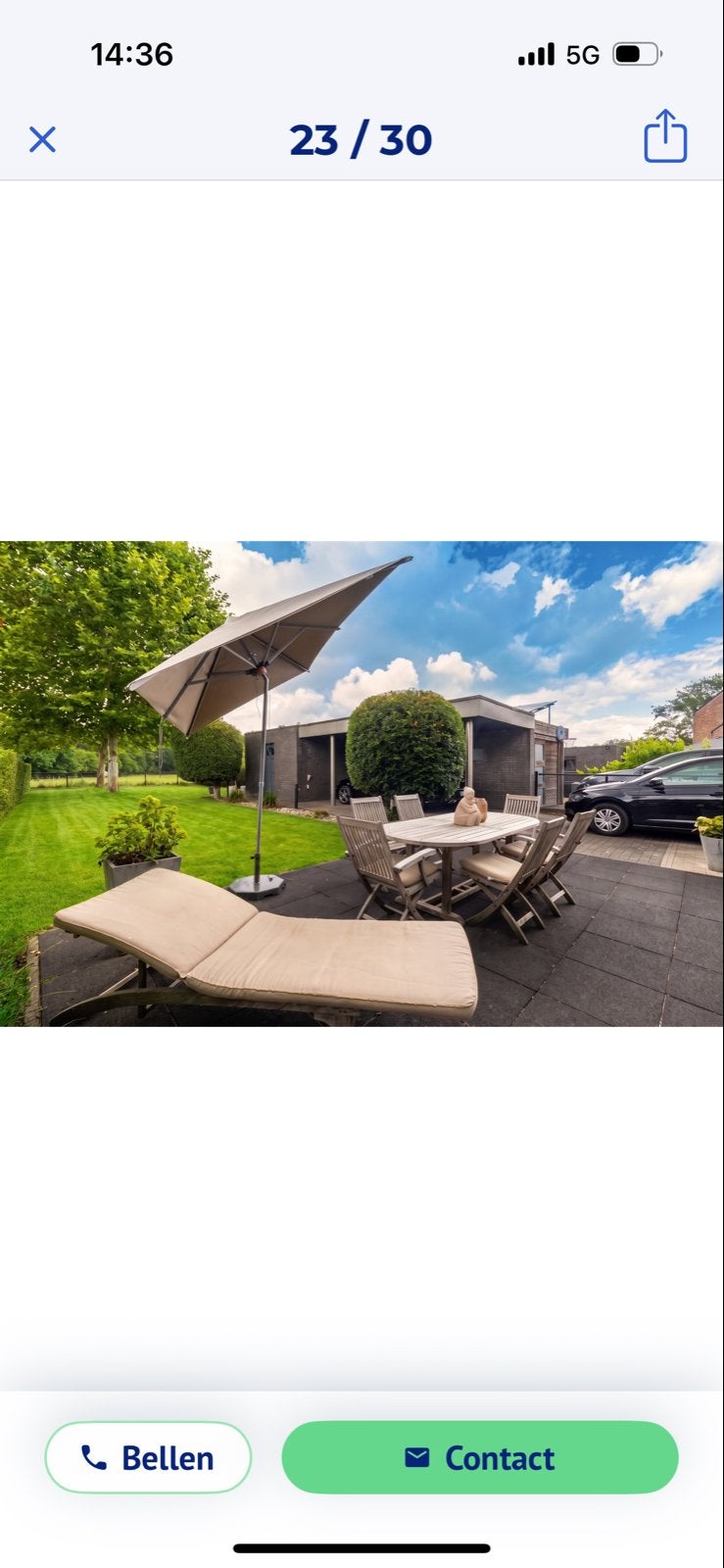 Gloster Tuinset: Tafel, 6 Stoelen & Ligzetel met Kussens, Tuin en Terras, Ophalen, Gebruikt, Eettafel, Hardhout