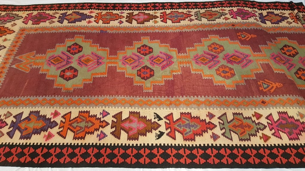 Oosters Harsin kelim 420x195/Perzisch tapijt/Vloerkleed/wol, Www.simatapijten.nl, 150 tot 200 cm, 200 cm of meer, Ophalen of Verzenden
