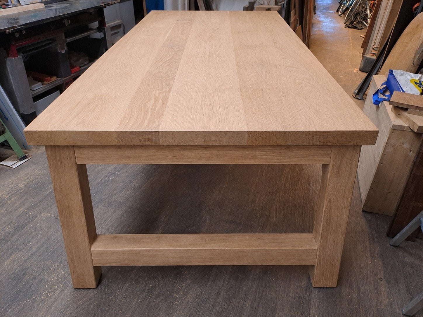 Massief eiken tafel met eiken poten - diverse afmetingen, Huis en Inrichting, Tafels | Eettafels, Ophalen, 100 tot 150 cm, Eikenhout