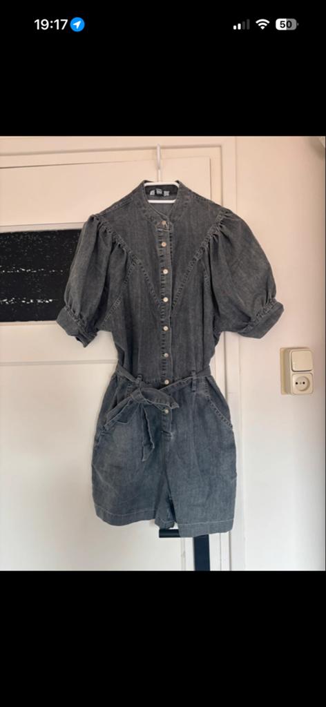 CIMINY PARIS Denim Playsuit Maat S, Kleding | Dames, Jumpsuits, Zo goed als nieuw, Maat 36 (S), Grijs, Ophalen of Verzenden