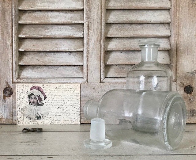 Set Franse stopflessen glazen apothekersflessen 500 ml, Antiek en Kunst, Ophalen of Verzenden