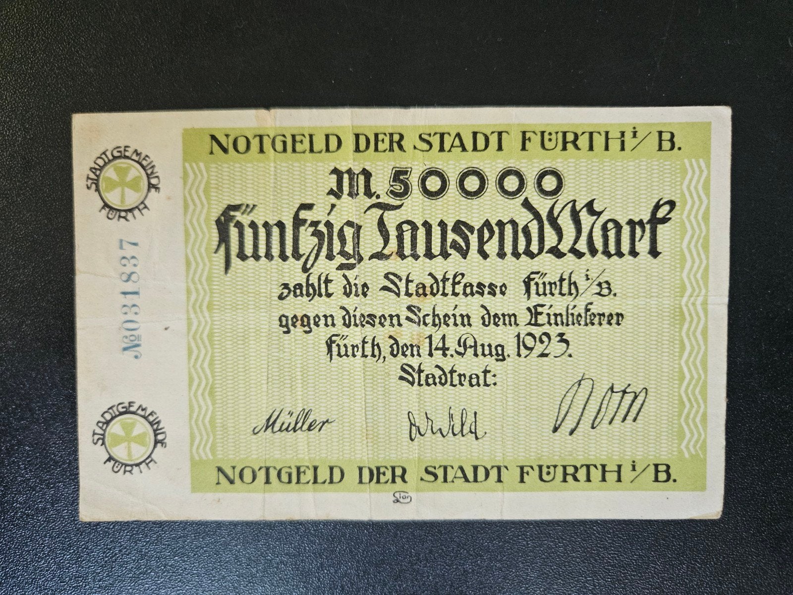 Duitsland Fürth im Bayern Stadt 1923, Postzegels en Munten, Bankbiljetten | Europa | Niet-Eurobiljetten, Ophalen of Verzenden
