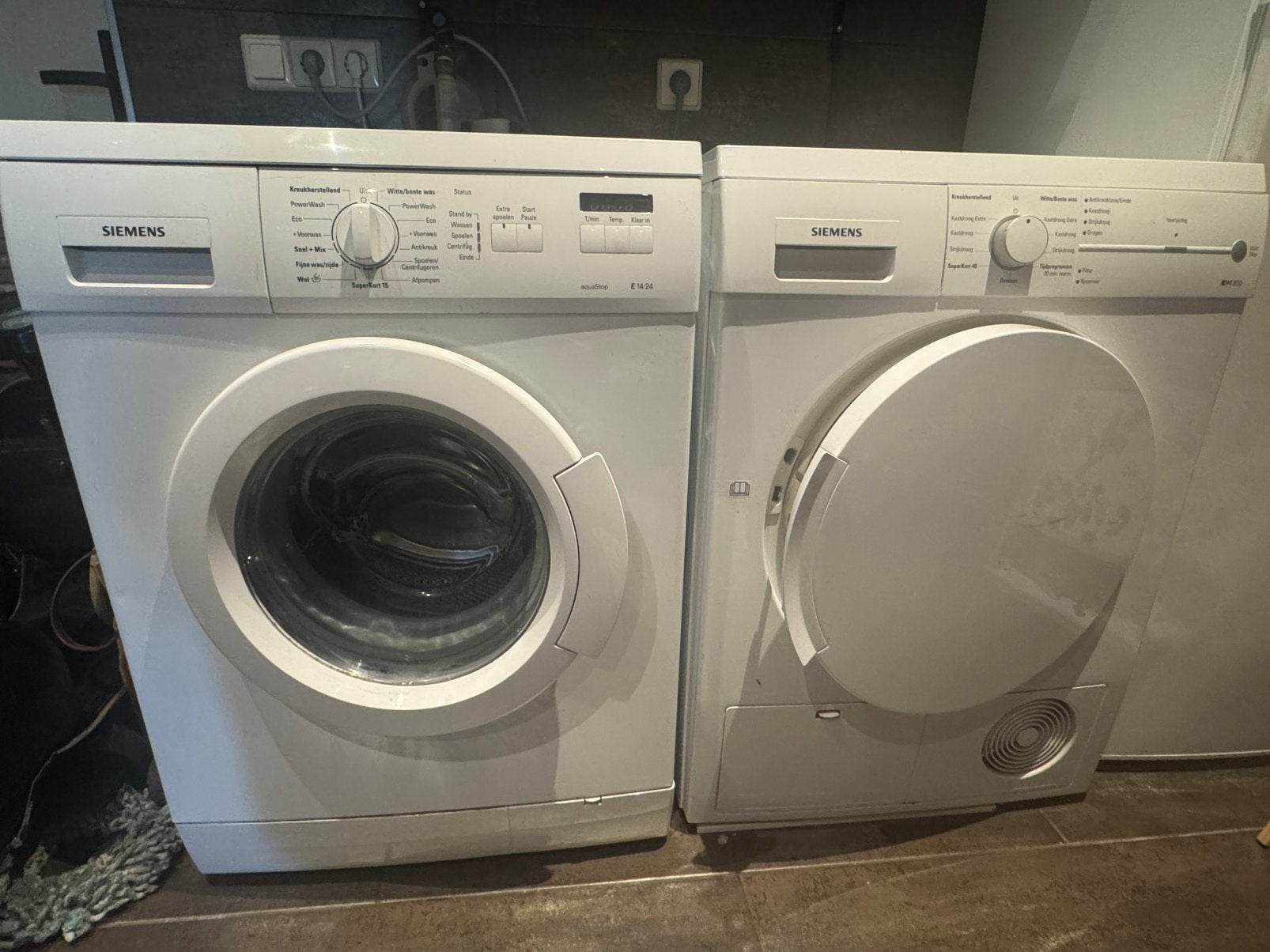 Set siemens wasmachine en wasdroger, Ophalen, Gebruikt, Voorlader, 85 tot 90 cm