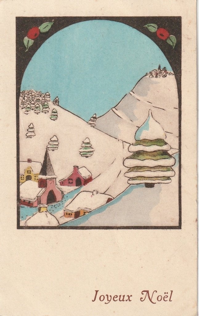KERST SNEEUW JAREN 50 ZEER MOOIE OUDE KAART KO369, Ophalen of Verzenden, 1940 tot 1960, Ongelopen, Overige thema's