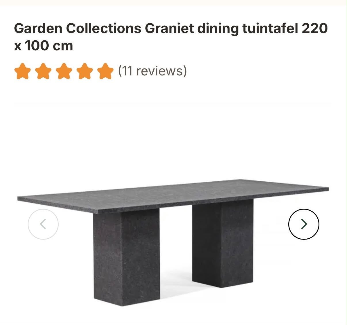 Granit dining tuintafel 220x100 cm - Zo goed als nieuw, Ophalen, Zo goed als nieuw, Rechthoekig, Overige materialen
