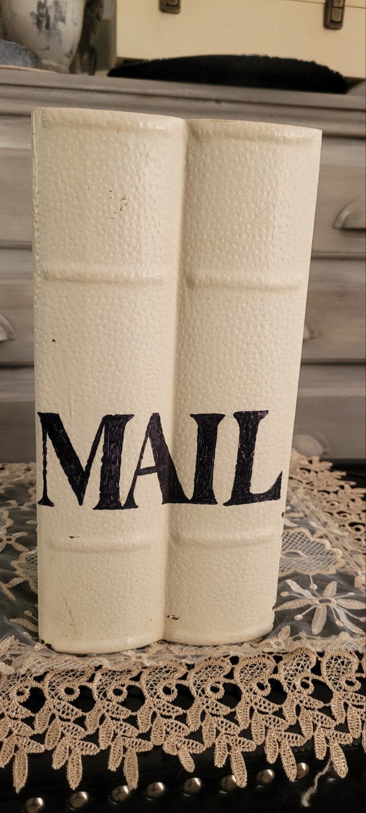 Stoere Vintage 'MAIL' brievenhouder/opberger, Vintage, Gebruikt, Kunststof, Ophalen of Verzenden