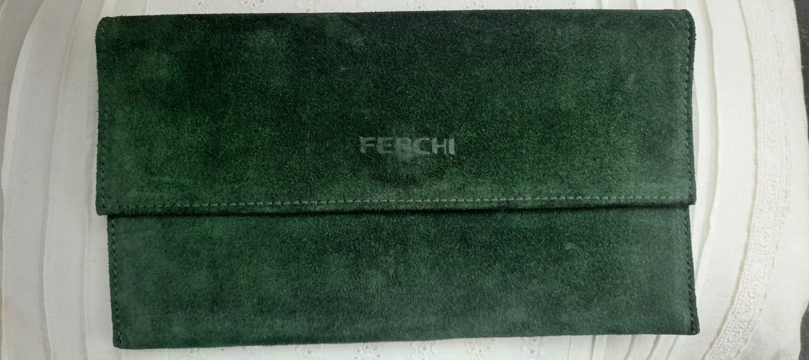 Ferchi clutch, Sieraden, Tassen en Uiterlijk, Ophalen of Verzenden, Gebruikt, Groen, Handtas