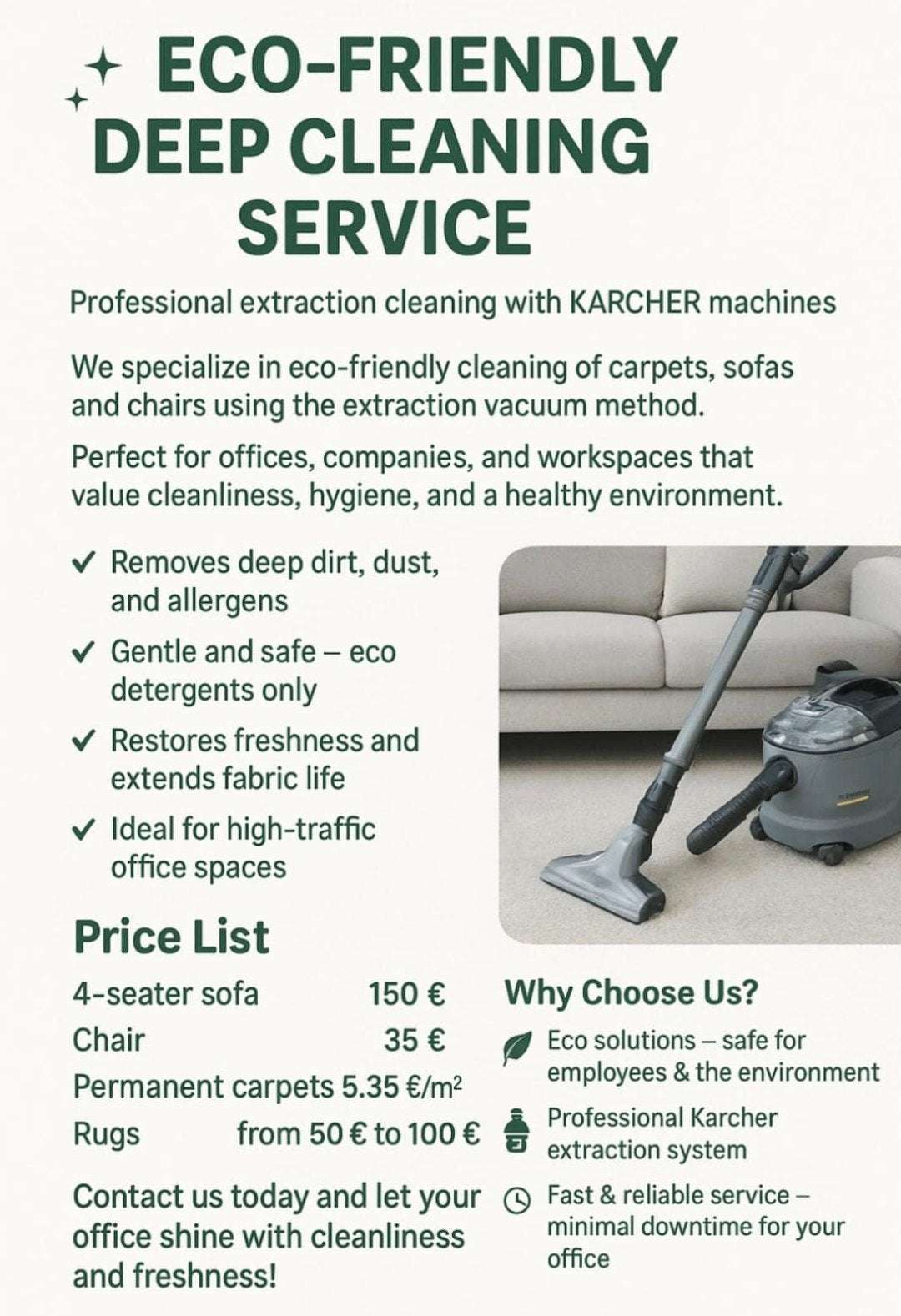 KARCHER Deep cleaning service and office cleaning, Schoonmaken