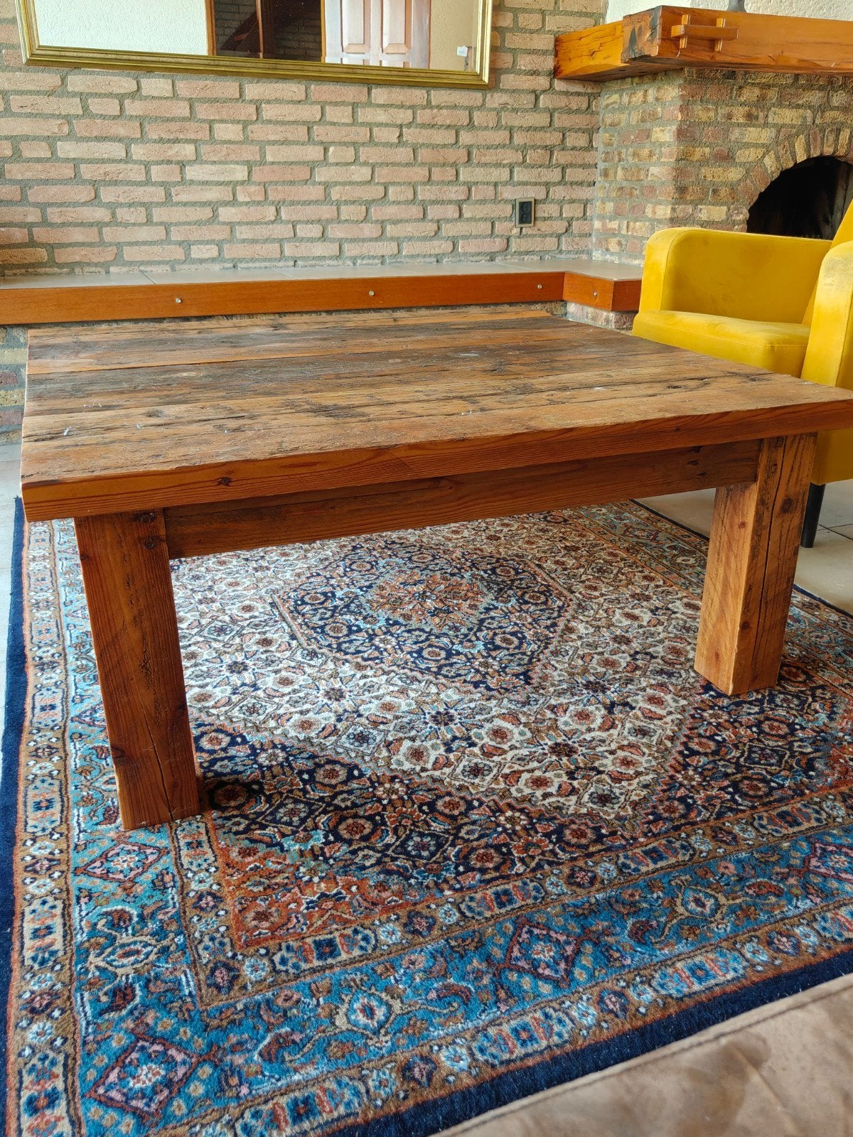Robuuste houten salontafel - Vierkant, Ophalen, Gebruikt, 50 tot 100 cm, Vierkant