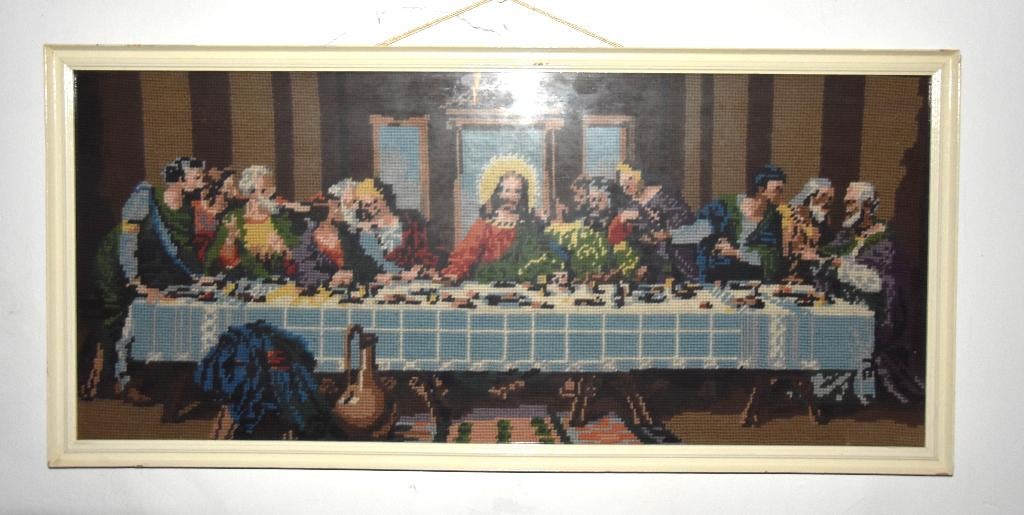 Vintage Borduur Laatste Avondmaal  ( handwerk), Antiek en Kunst, Ophalen