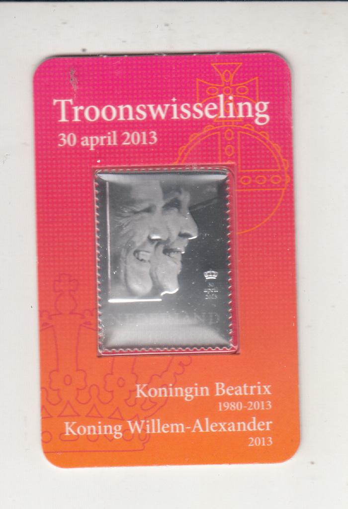Nederland 30-4-2013 zilveren zegel, troonwisseling, Postzegels en Munten, Postzegels | Nederland, Ophalen of Verzenden, Na 1940