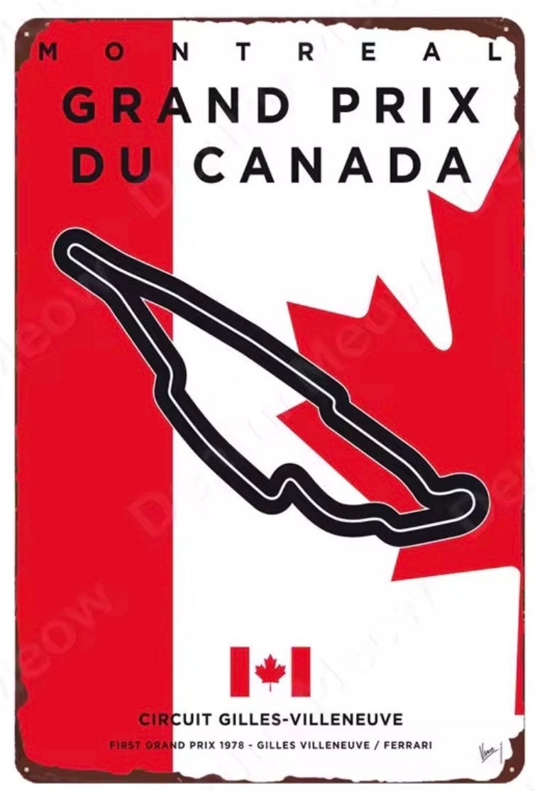 Metalen retro bord F1 Grand Prix Canada, Ophalen, Nieuw, Formule 1