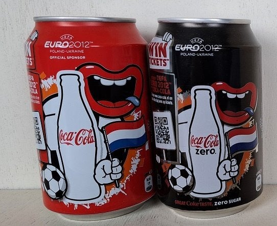 Coca-Cola Blikken uit NL 2 st. EURO2012 Poland-Ukraine, Ophalen of Verzenden, Gebruikt, Verpakking