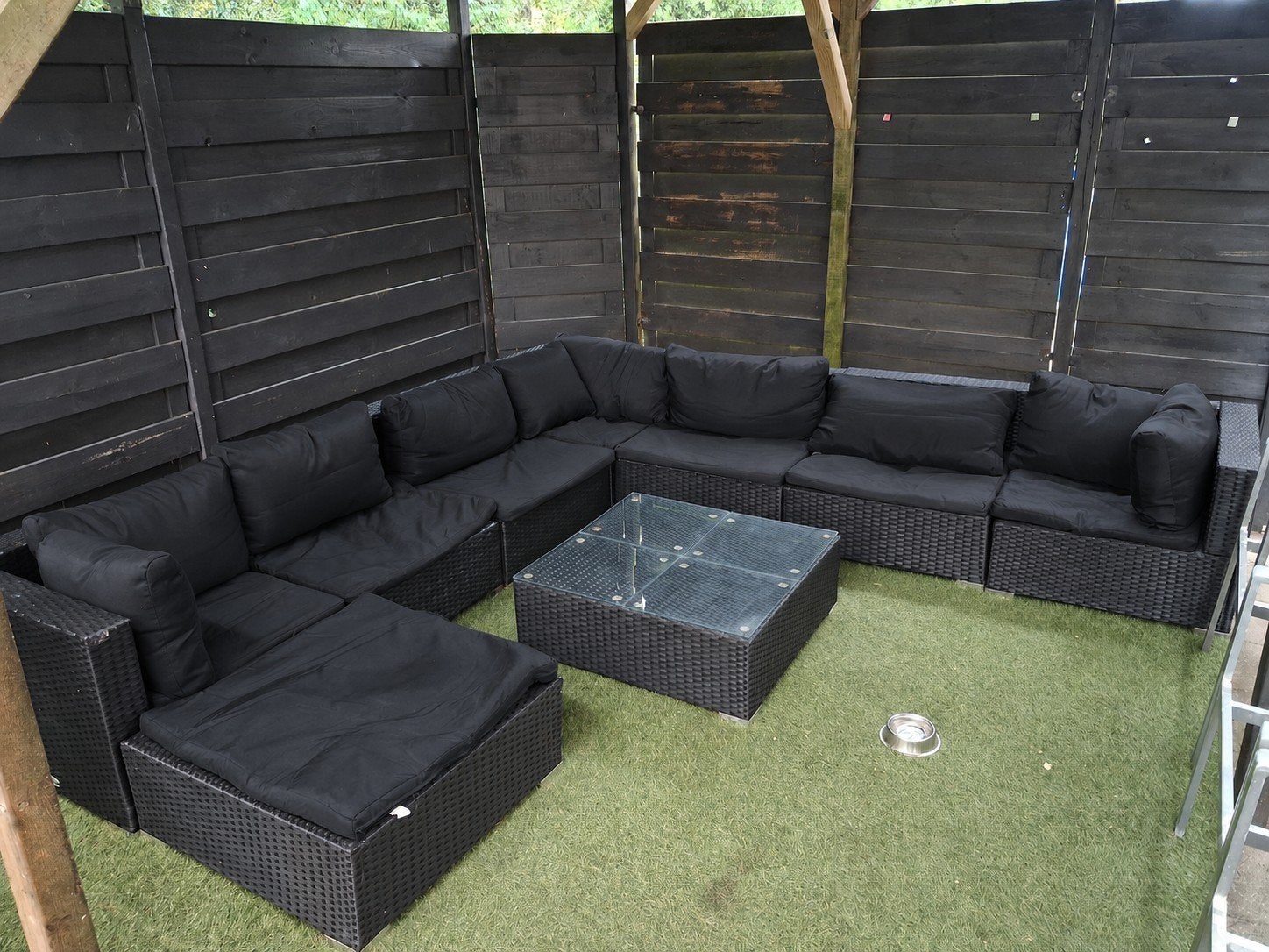 vidaXL 9-delige loungeset 2,80 x 2,80 m incl. kussens, Ophalen, Kunststof, Gebruikt, Loungeset