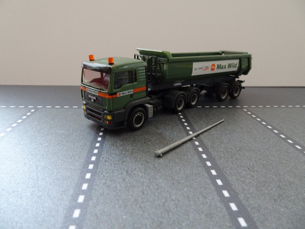 111 herpa man 3-as kieper max wild 1:87 truck trein bouw, Ophalen of Verzenden, Zo goed als nieuw, Bus of Vrachtwagen, Herpa
