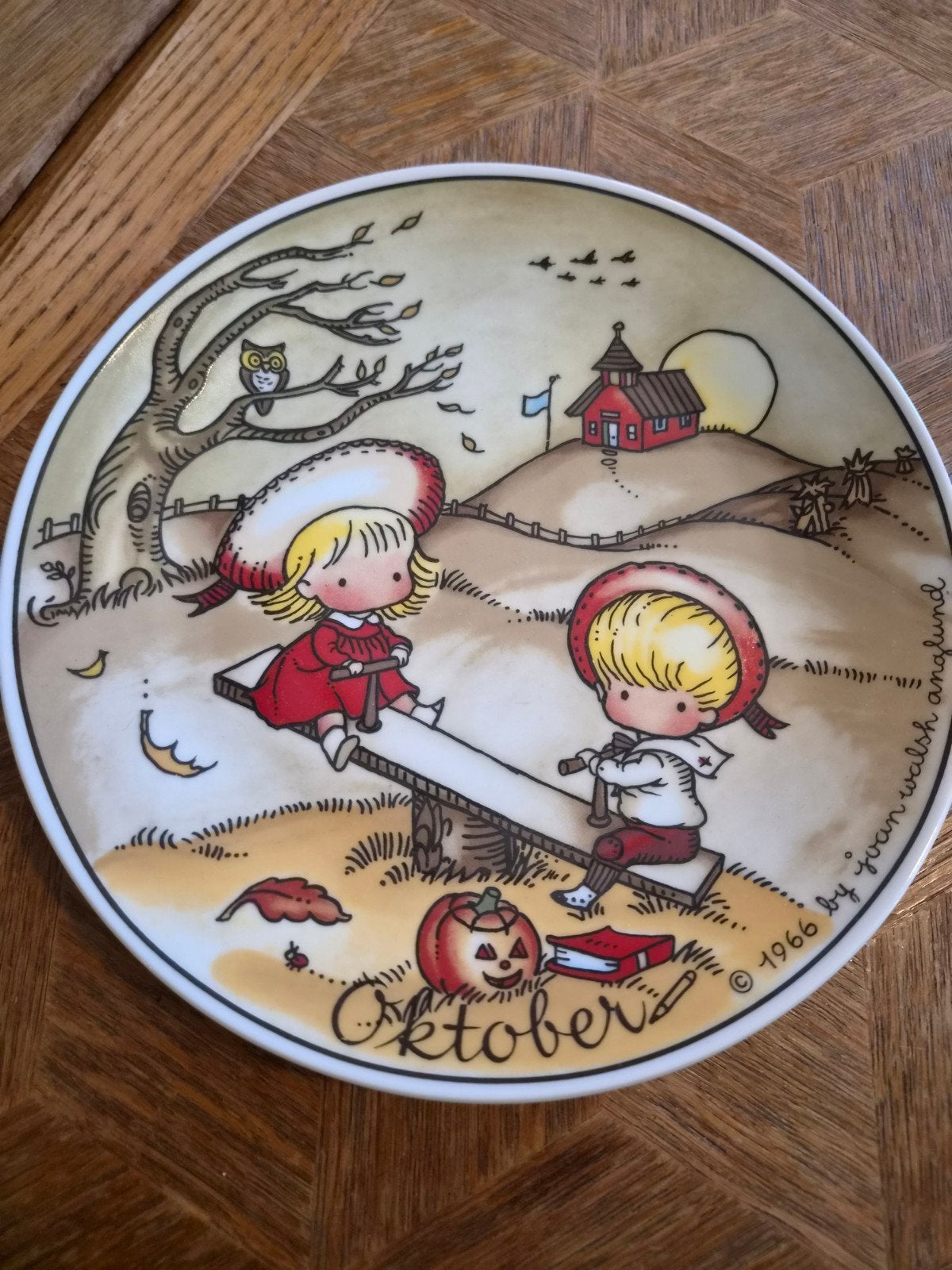 Vintage Joan Walsh Anglund 'Oktober' Wandbord (1966), Ophalen of Verzenden