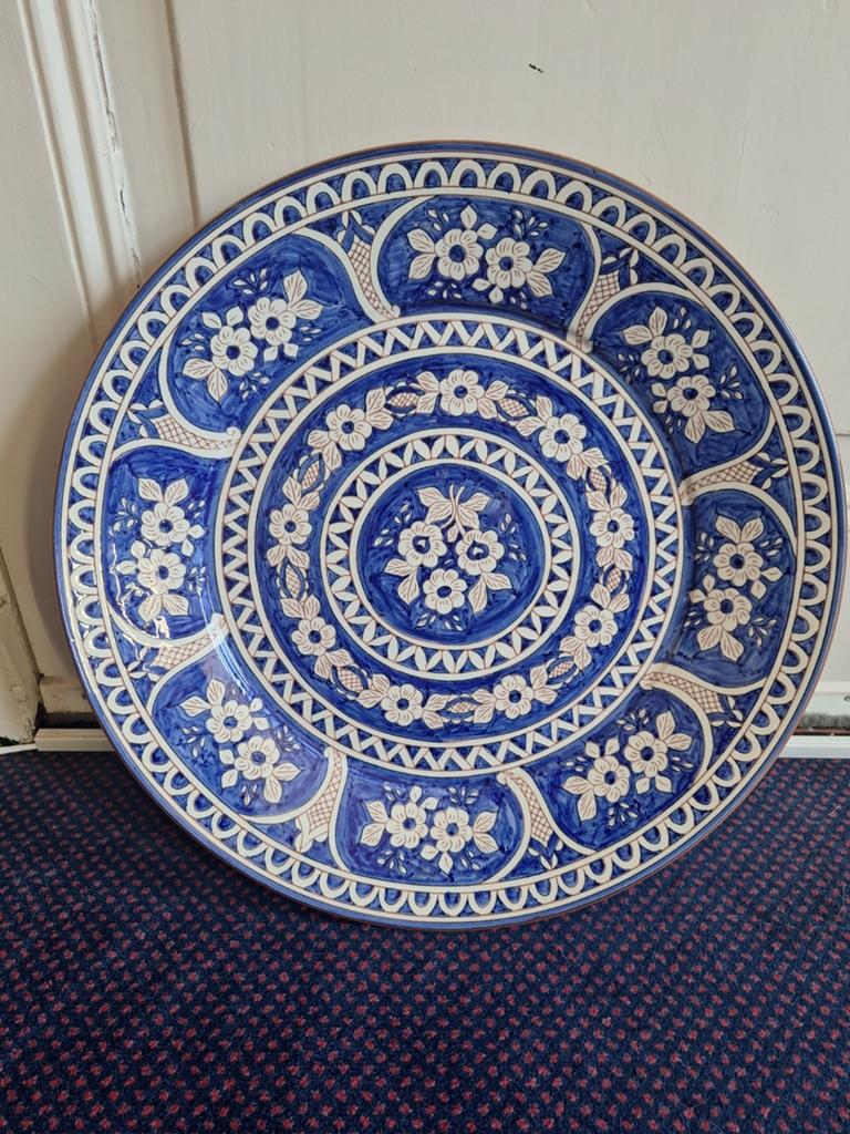 Authentieke handgemaakte Portugese aardewerk schaal, 41 cm, Ophalen