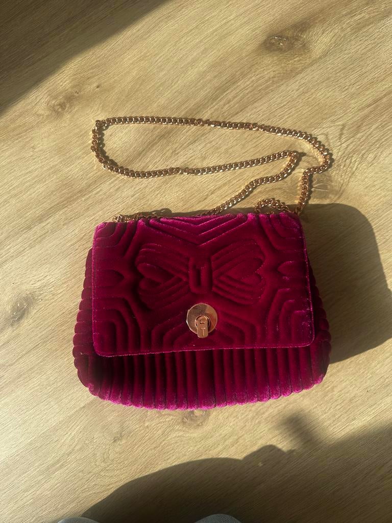 Ted baker cross body roze fluwelen tas, Ophalen of Verzenden, Zo goed als nieuw, Roze