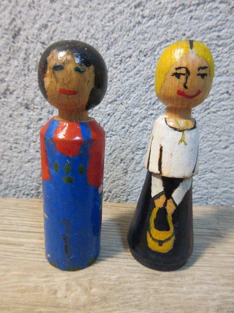 Vintage houten poppetjes, Ophalen of Verzenden, Gebruikt