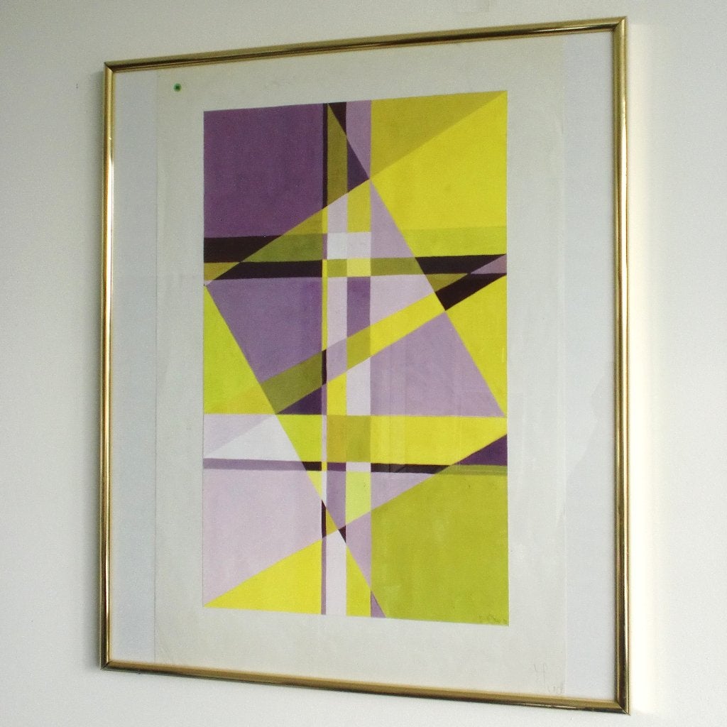 Abstracte Compositie - Ingelijste Gouache 61cm - Judith Otte, Ophalen of Verzenden