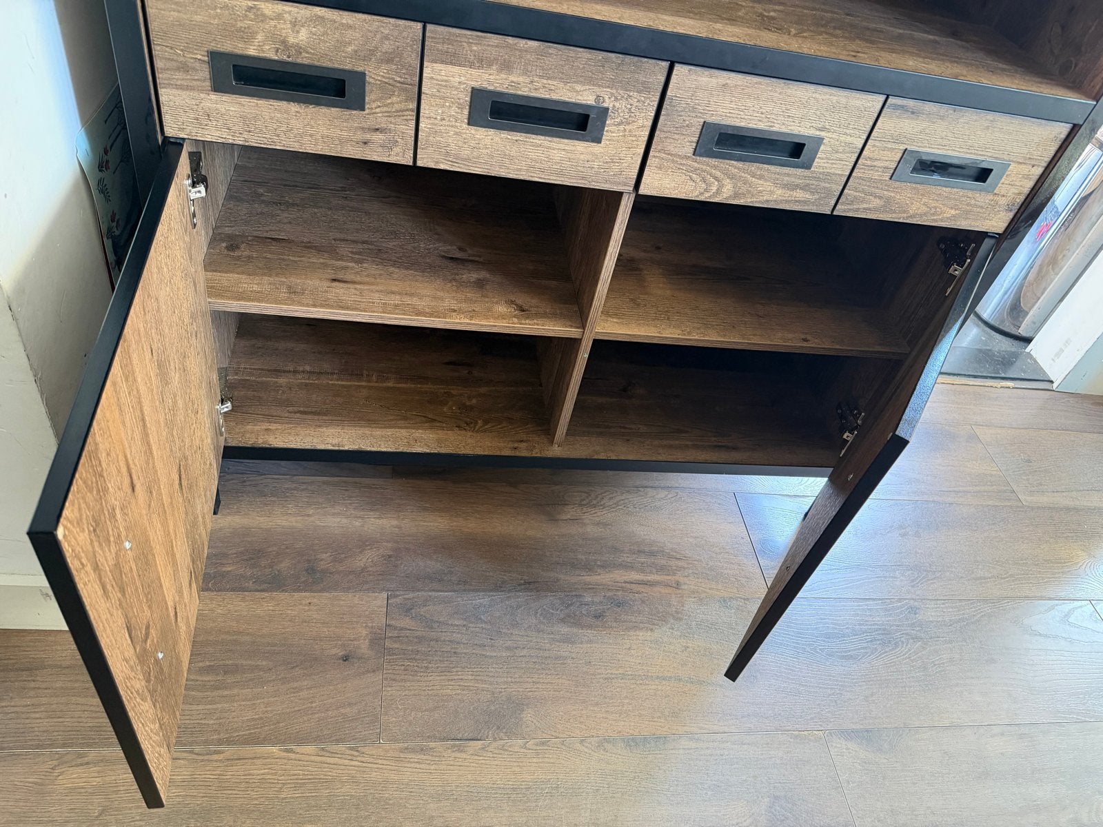 Boekenkast met lades en deuren - industrieel design, Ophalen, 50 tot 100 cm, Zo goed als nieuw, Met lade(s)