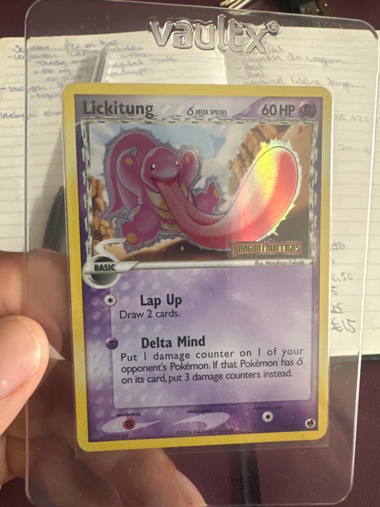 Lickitung Delta Species Reverse holo 19/101 Dragon Frontiers, Ophalen of Verzenden, Zo goed als nieuw, Losse kaart, Foil