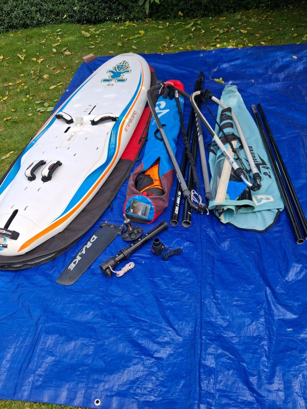 Beginner set 180L zwaard softdek GA Pilot 4.5 + 2.4 tuigage, Watersport en Boten, Windsurfen, Ophalen, 250 tot 300 cm, Zo goed als nieuw
