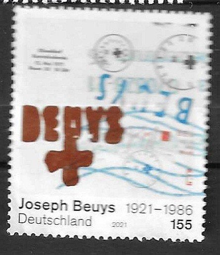 Duitse postzegel Joseph Beuys 2021-voor Hans1.00, Ophalen of Verzenden, 1990 tot heden, Gestempeld