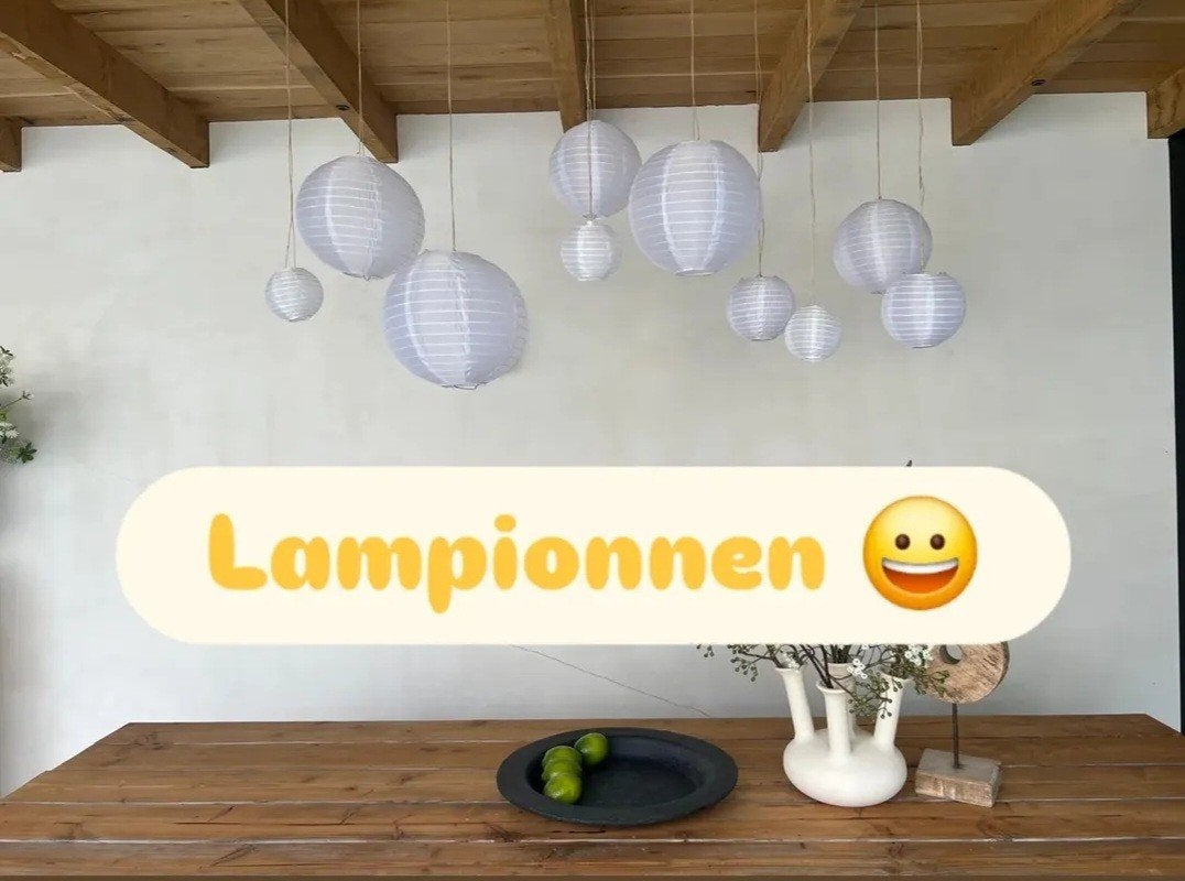 Witte nylon lampionnen set - diverse maten, Ophalen of Verzenden