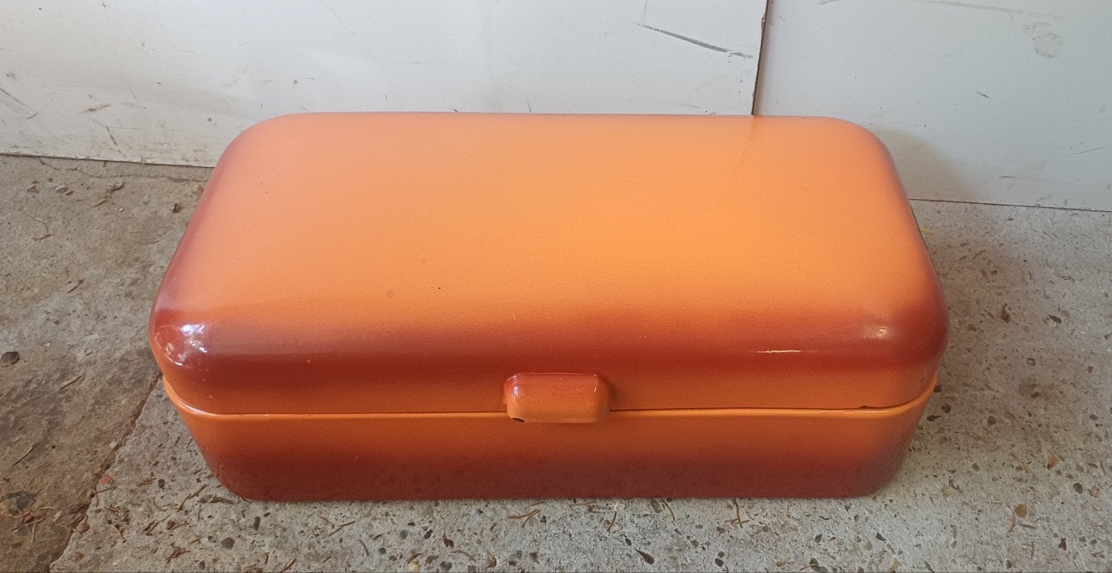 Vintage emaille broodtrommel orange, Ophalen of Verzenden, Overige typen