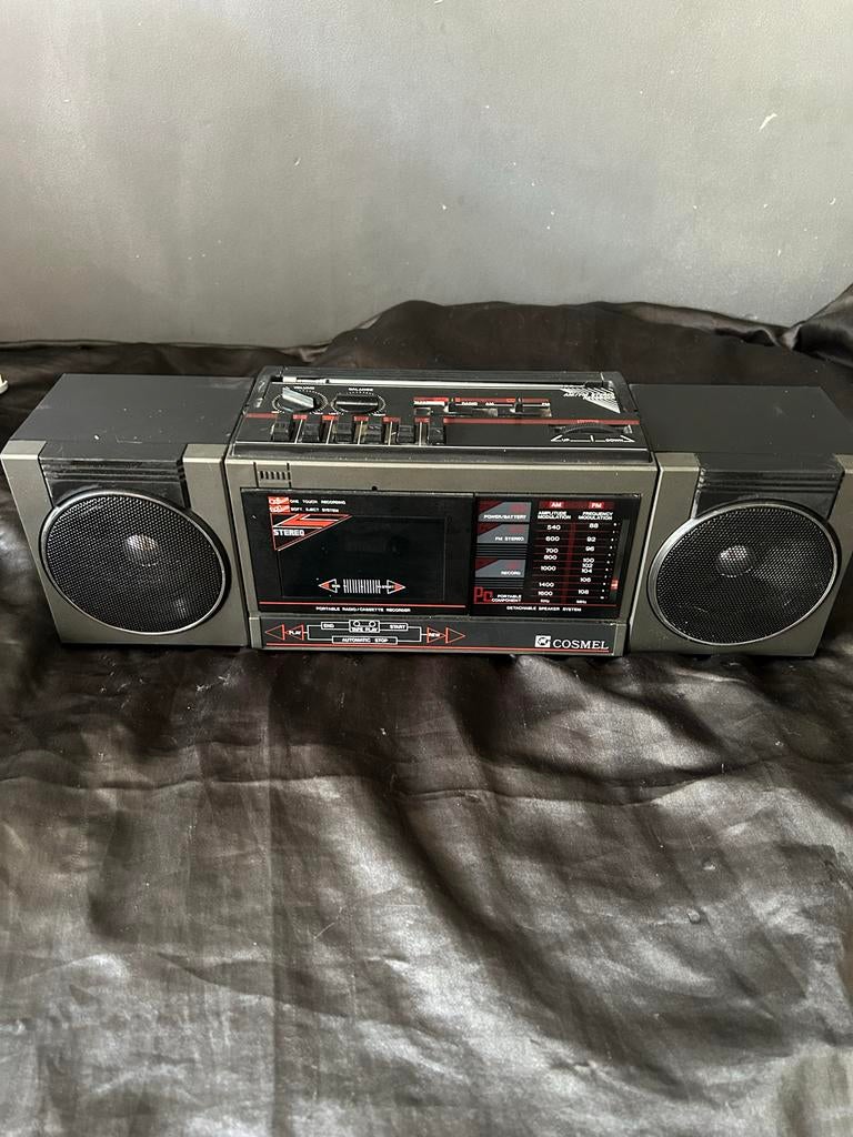 Vintage Cosmel Stereo Radio Cassette Recorder, Ophalen of Verzenden, Gebruikt, Radio