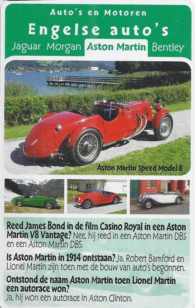 Z901 autokaartje aston martin speed model 8, Ophalen of Verzenden, Zo goed als nieuw, Auto's