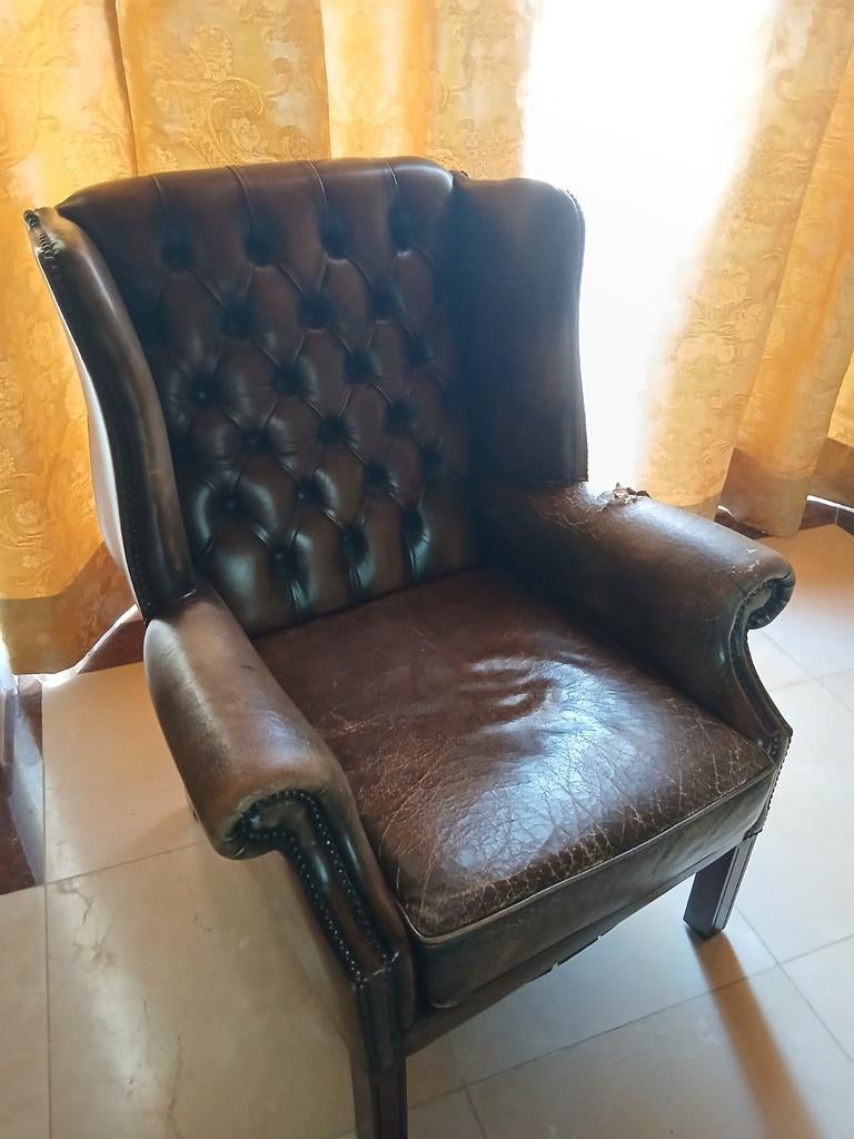 Vintage Chesterfield zetel, Ophalen of Verzenden, Gebruikt, 75 tot 100 cm