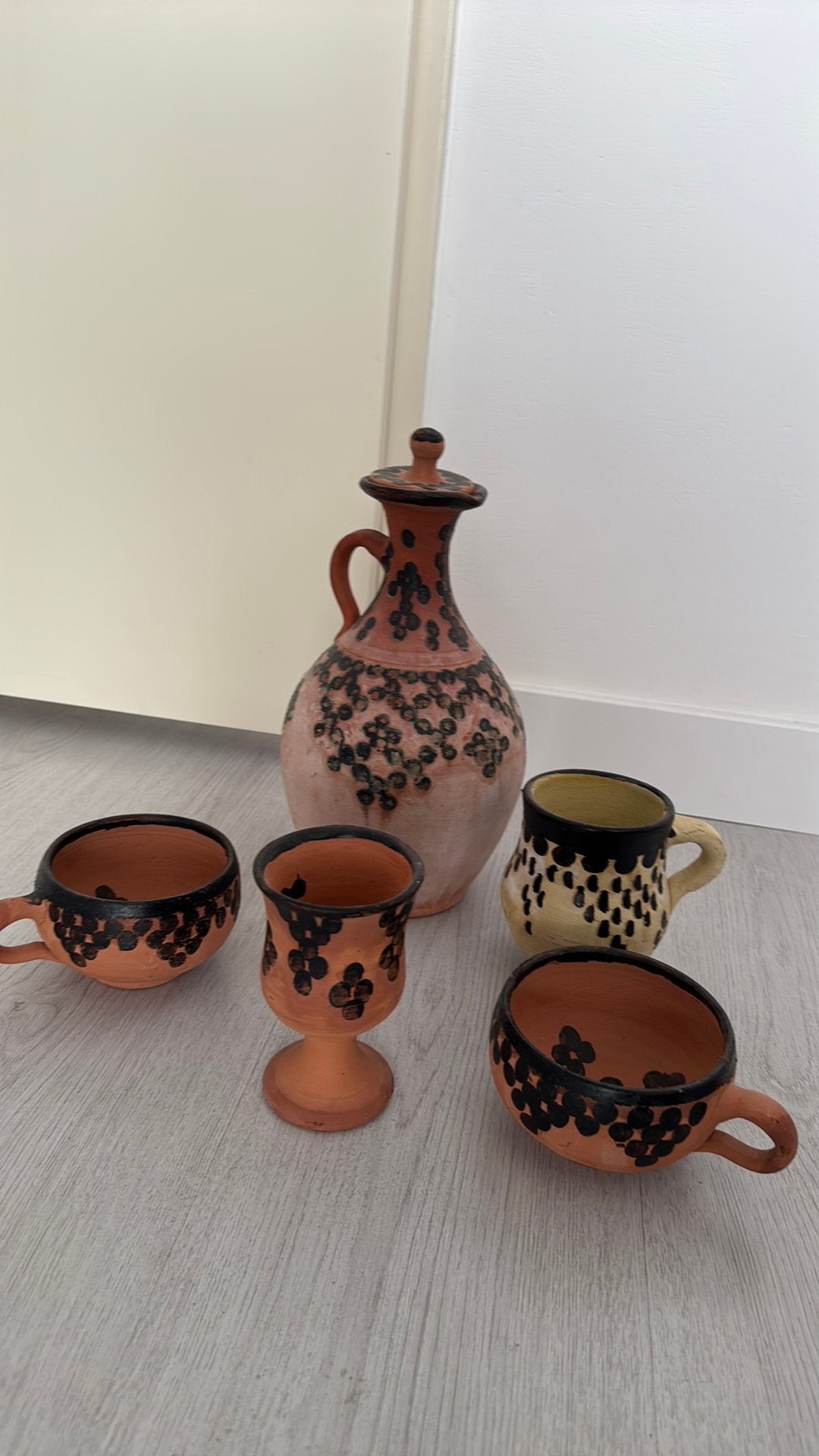 Waterkan met 4 bekers, Antiek en Kunst, Antiek | Servies compleet, Ophalen