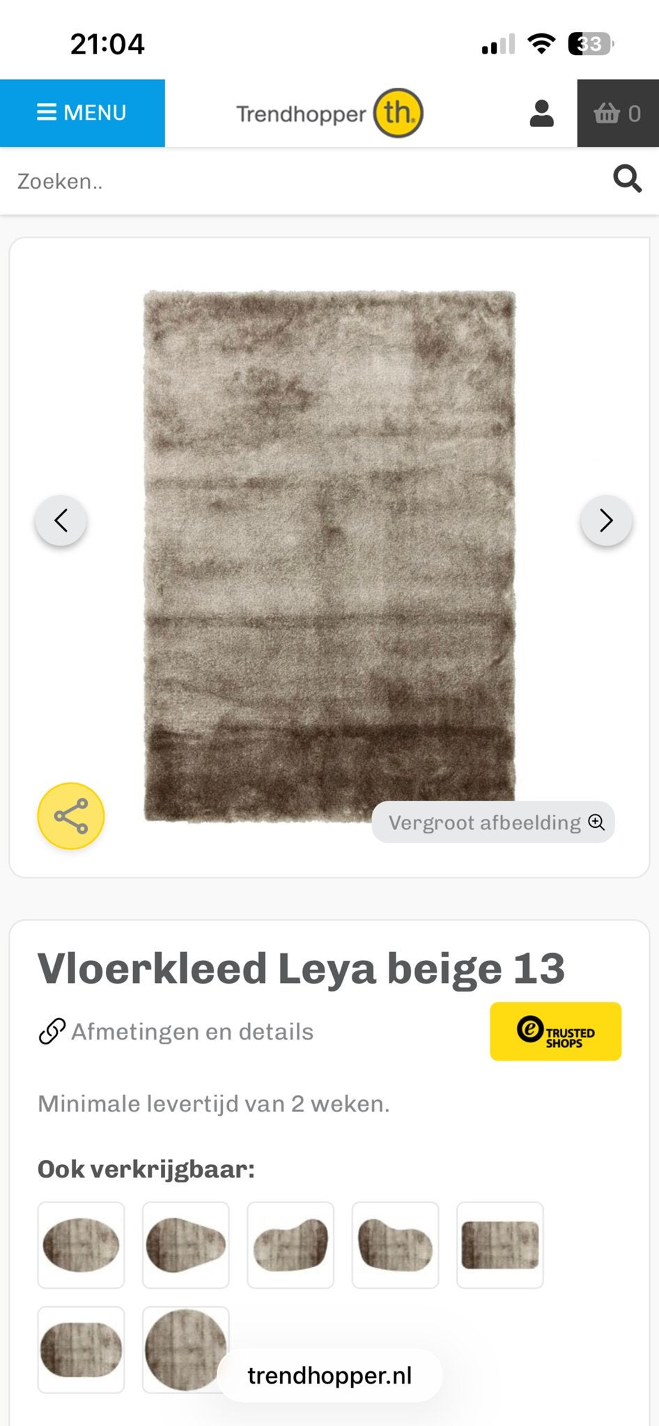 Trendhopper hoogpolig vloerkleed Leyla grijs/beige 160x230cm, Ophalen, 150 tot 200 cm, 200 cm of meer, Zo goed als nieuw