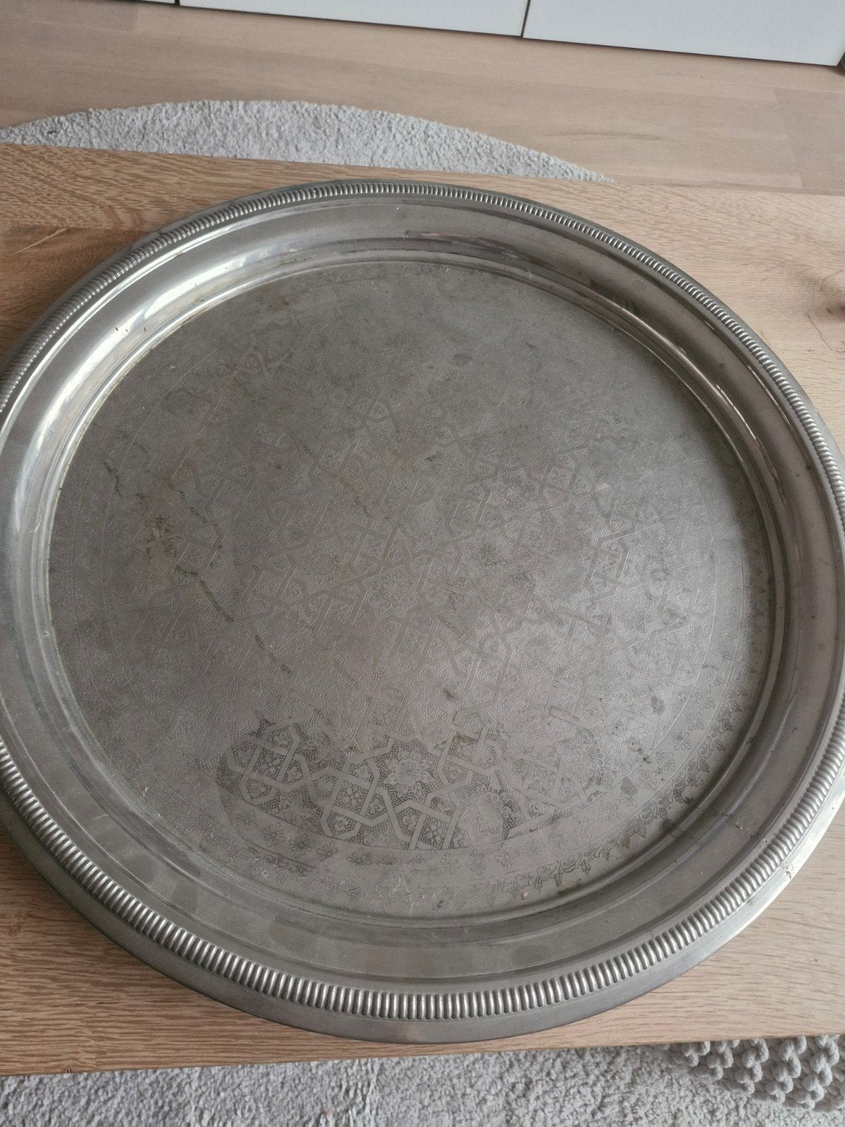 Marrokaans dienblad Rond - Serving Tray Light, Ophalen, Gebruikt, Klassiek, Metaal