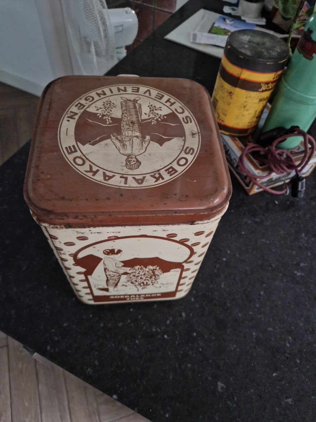 Vintage Soekalakoe Koffie/Thee Blik - Scheveningen, Verzamelen, Blikken, Ophalen of Verzenden, Gebruikt, Koffie, Overige merken