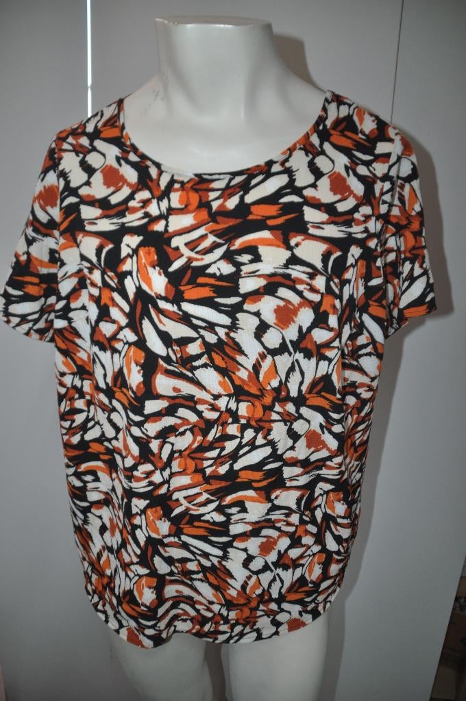 TUW2 Only Carmakoma Shirt maat 42 Oranje Zwart wit, Zwart, Zo goed als nieuw, Only Carmakoma, Shirt of Top