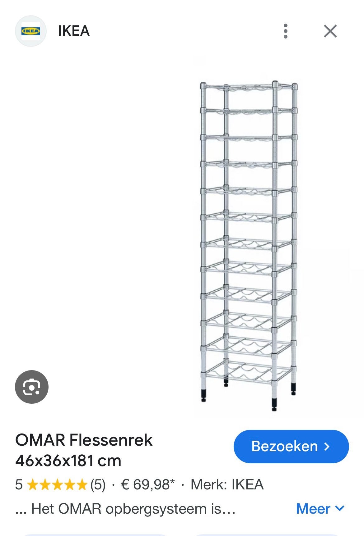 OMAR Flessenrek van IKEA, Huis en Inrichting, Woonaccessoires | Wijnrekken, Ophalen, Gebruikt, Metaal, 25 flessen of meer